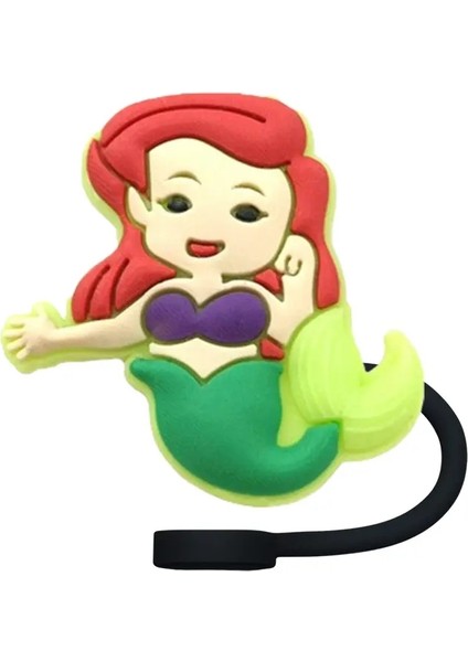 Prenses Serisi Straw Cover Cap Cartoon 8-10MM Silikon Silikon Çevre Dostu Saman Sıçrama Kanıtı Içme Kurı Hediye Tolor: 1pcs-8mm (Yurt Dışından)
