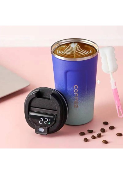 1pc 510ML Paslanmaz Çelik Akıllı Kahve Tumbler Kupası Akıllı Sıcaklık Ekran Taşınabilir Sızıntılı Sızdıran Seyahat Termo Kupası Kapasite: 510ML/RENK: Stil 2 (Yurt Dışından)