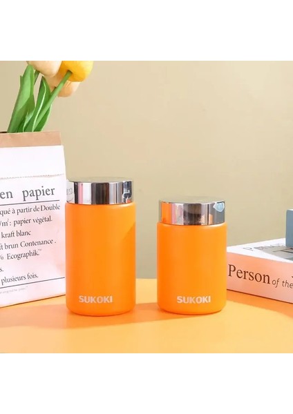 220ML/260ML Mini Paslanmaz Çelik 316 Termos Kupa Moda Taşınabilir Cep Vakum Flask Kahve Çayı Termal Su Şişesi Tumbler Kapasite: 220ML/RENK: Turuncu (Yurt Dışından)
