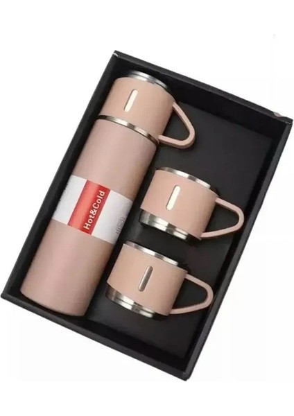 Termos Kupası 304 Paslanmaz Çelik Vakum Yalıtımlı Şişe Hediye Seti Kahve Kupa Garrafa Térmica Vakum Şişesi Seti 500ML Noel Kapasitesi: 500ML/RENK: Pembe (Yurt Dışından)