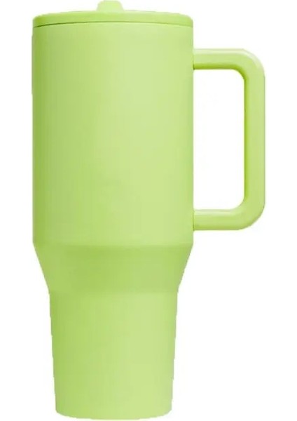 40OZ Tutamağı ile Kapak Saman Paslanmaz Çelik Su Şişesi Seyahat Arabası Termal Kahve Kupası Büyük Kapasiteli Vakum Termos Kupası Kapasite: 1200ML/RENK: Yeşil (Yurt Dışından)