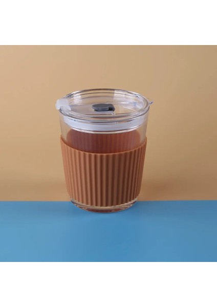 Dikey Çizgiler Silikon Kupa Kılıf Anti -Scald Slip Olmayan Kupa Kollu Isı Yalıtım Kalınlaştırılmış Kupa Kapak Kahve Kupası Renk: Kahve (Yurt Dışından)