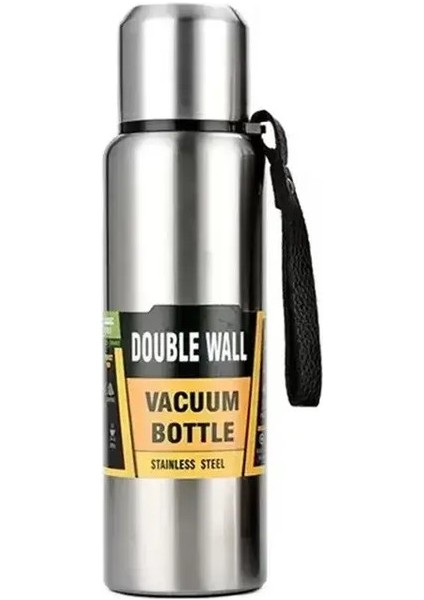 800/1000/1500ML Paslanmaz Çelik Taşınabilir Büyük Kapasite Tüm Çelik Termos Vakum Şişesi Halat Termo Şişe Izli Tumbler: 1500ML/RENK: Gümüş (Yurt Dışından)