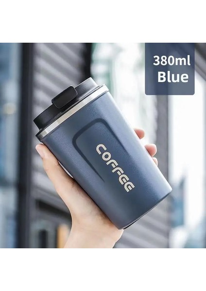 304 Paslanmaz Çelik Ikinci Nesil Kahve Kupası Vakum Taşınabilir Termos Kupası Yaratıcı Basit Araç Su Kupası Kapasite: 510ML/RENK: Mavi (Yurt Dışından)