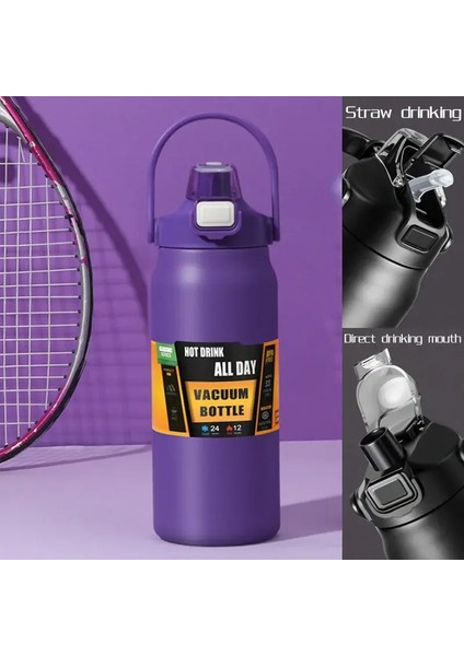 Paslanmaz Çelik Termo Şişe 1.5l Büyük Kapasiteli Termo Su Taşınabilir 1500ML Vakum Kupa Termos Yalıtımlı Kupa 1l Tumblercapity: 800ML/RENK: Mor (Yurt Dışından)