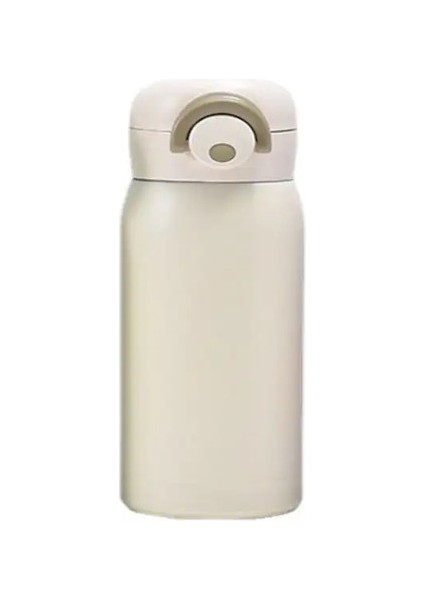 304 Paslanmaz Çelik Mini Termos Kupası 220/320ML Küçük Kapasiteli Yalıtımlı Cep Kupası Pop-Up Kilidi Vakum Şişesi Seyahat: 320ML/RENK: Bej (Yurt Dışından)