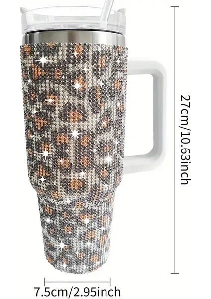 Kapaklı Köpüklü Çivili Dak, 40 Oz Paslanmaz Çelik Yalıtımlı Su Şişesi Saplı, Taşınabilir Içme Dağı, Araba Kapasitesi Için: 1200ML/RENK: Leopar Baskısı (Yurt Dışından)