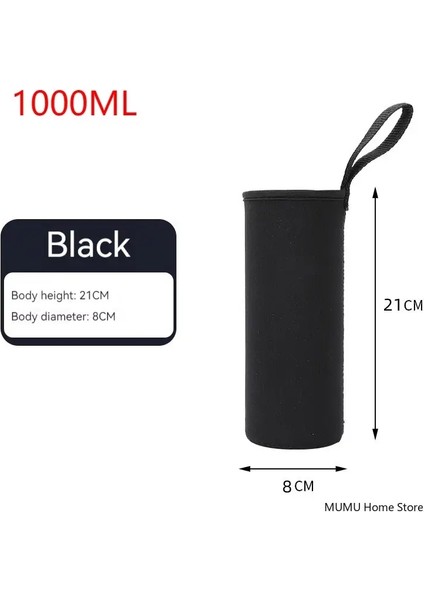 750/1000/1500ML Spor Su Şişesi Kılıfı Yalıtımlı Çanta Siyah Şişe Taşıyıcı Yalıtımlı Çanta Kupa Şişesi Spor Kılıfı Kapaklar Çanta Renkleri: SIYAH-1000ML (Yurt Dışından)