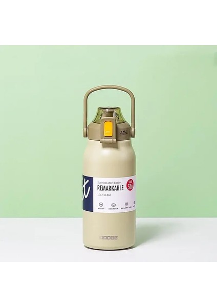 Tumbler Termo Şişesi Saman Paslanmaz Çelik Termal Su Şişesi ile Büyük Kapasite Soğuk ve Sıcak Termos Kupası Vakum Flask Flask Salonu Kapasite: 1300ML/RENK: Yeşil (Yurt Dışından)