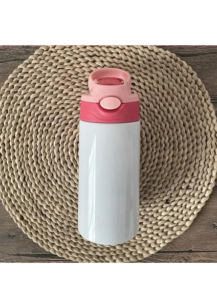 12 Oz Süblimasyon Düz Sippy Dağı Flip Üst Çocuk Şişe Paslanmaz Çelik Çift Duvar Su Dağı ile Saman Yudumlu Bottlecapity: 12OZ/RENK: Siyah Kırmızı (Yurt Dışından)