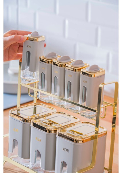 Mabel 8 Li Metal Standlı Cam Baharatlık Takımı indirimleri