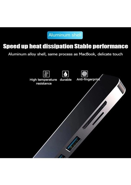 Ch-13/c Macbook Uyumlu 6ın1 Type-C To 2* USB 3.0 Sd Tf 4K Hd 1080P HDMI Pd Kart Okuyucu Çevirici Adaptör fırsatları