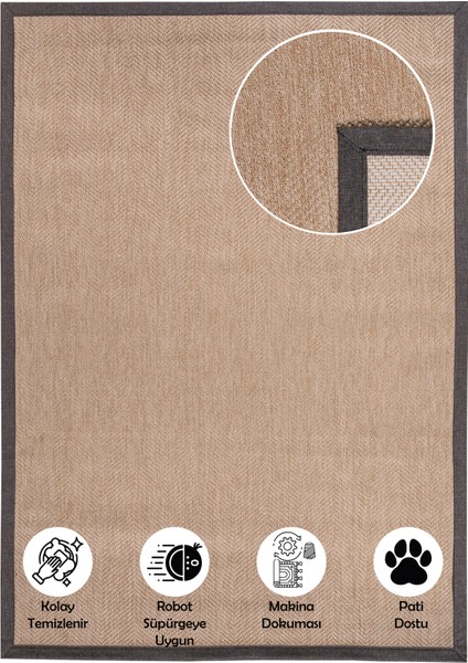 Dokuma Balık Sırtı Sisal Kolay Temizlenir Mutfak Antre Oturma Odası Kumaş Bordürlü Özel Halı