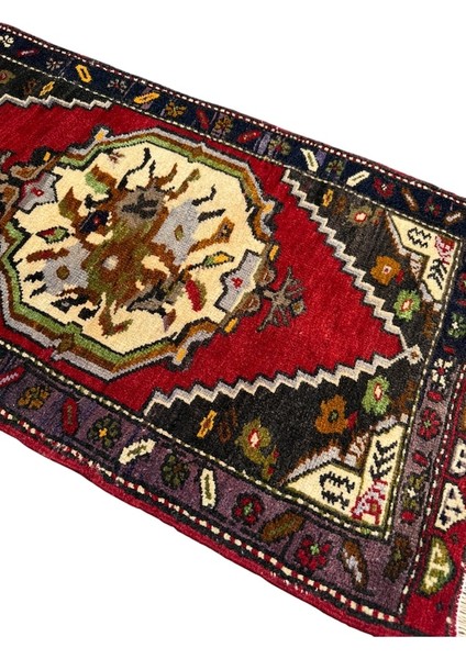 El Dokuma Sıfır Küçük Karabağ Halısı 54X110 Kırmızı Krem Halı fiyatları