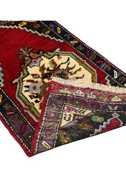 El Dokuma Sıfır Küçük Karabağ Halısı 54X110 Kırmızı Krem Halı indirimleri