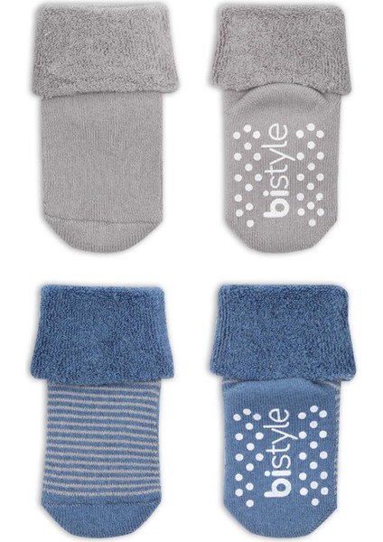 Bistyle 2'li Çemberli Kaymaz Havlu Soket Çorap 10503 Indigo Gri fiyatları