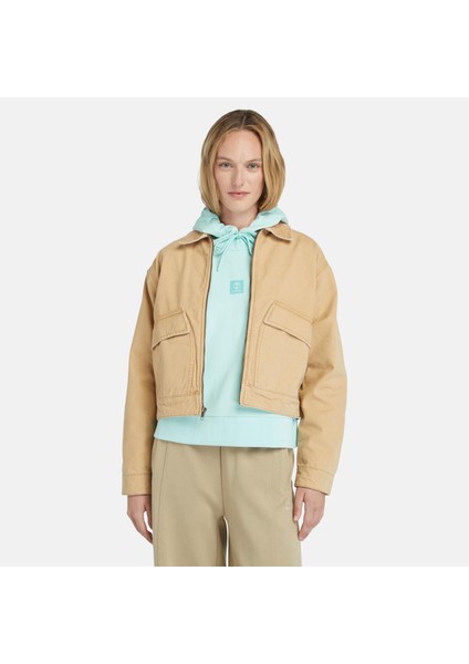 Strafford Yıkanmış Kanvas Kadın Bej Ceket.-