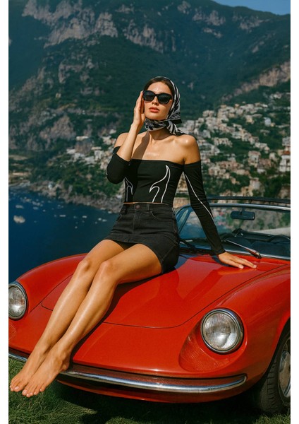 Kadın Likralı Antrasit Mini Jean Etek