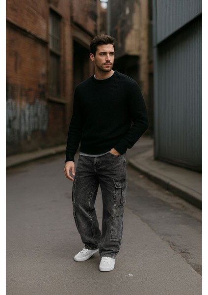 Erkek Kargo Cepli Jean Pantolon
