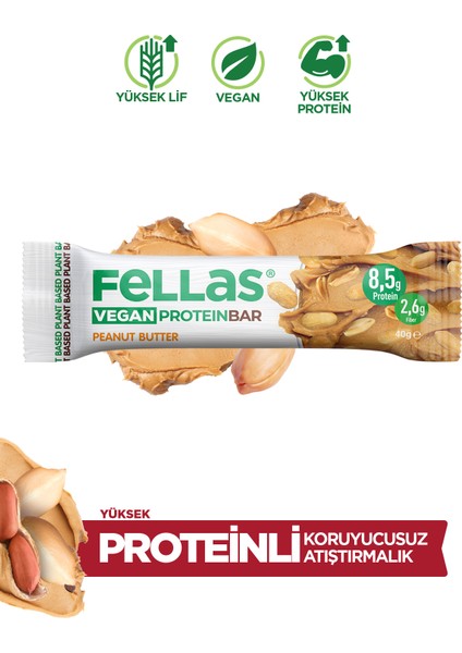 Vegan Protein Bar - Yer Fıstığı Ezmeli 40G x 12 Adet
