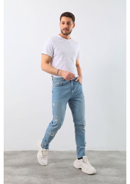 Erkek Yırtık Detaylı Jean Pantolon modelleri
