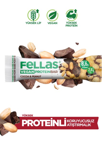 Vegan Protein Bar - Yer Fıstığı ve Kakaolu 40G x 12 Adet