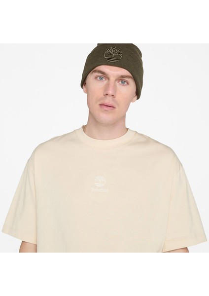 Hampthomn Tonal Stack Logo Erkek Bej T-Shirt.- indirimleri