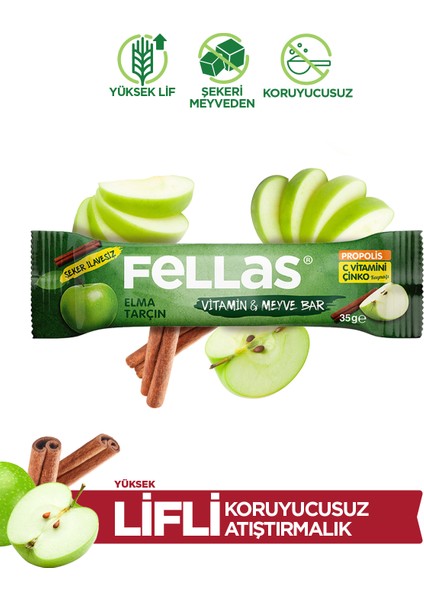 Vitamin & Meyve Bar - Elmalı ve Tarçınlı 35 gr x 12 Adet