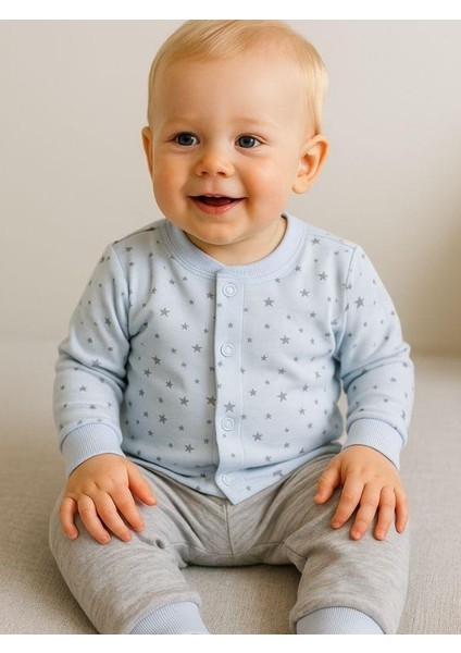 Erkek Çocuk Yıldız Desenli Pamuklu Yumuşak Dokulu Pijama Takımı fırsatları