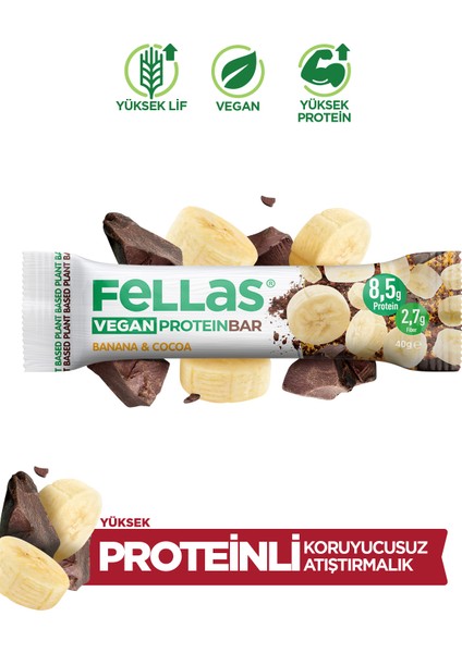 Vegan Protein Bar - Muzlu ve Kakaolu 40G x 12 Adet