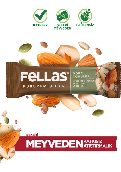 Dört Tohumlu Kuruyemiş Bar 30 gr x 12 Adet