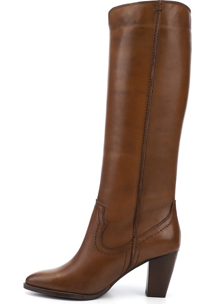 Kadın Taba Sivri Burun Kalın Topuklu Hakiki Deri Çizme fırsatları