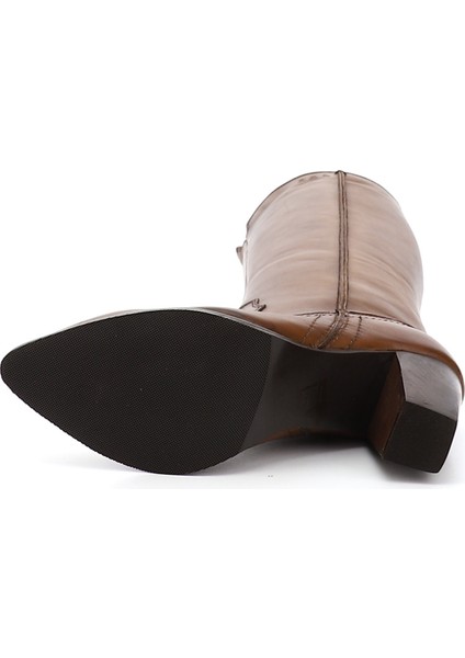 Kadın Taba Sivri Burun Kalın Topuklu Hakiki Deri Çizme indirimleri