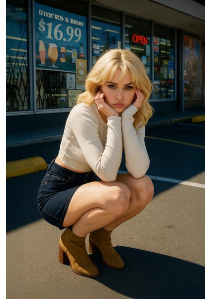 Kadın Lacivert Jean Etek