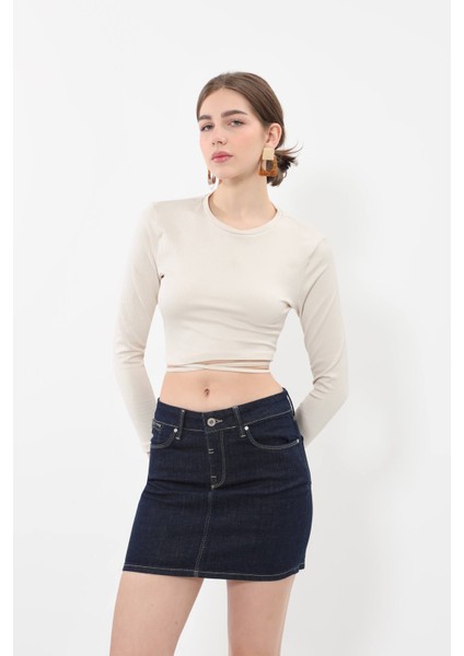 Kadın Lacivert Jean Etek modelleri