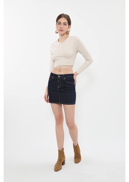 Kadın Lacivert Jean Etek fırsatları