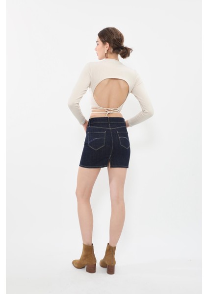 Kadın Lacivert Jean Etek indirimleri