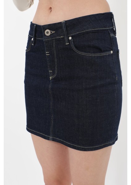 Kadın Lacivert Jean Etek