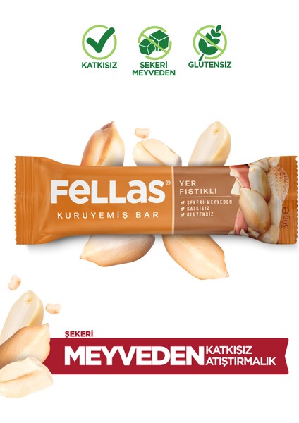 Yer Fıstıklı Kuruyemiş Bar 30 gr x 12 Adet