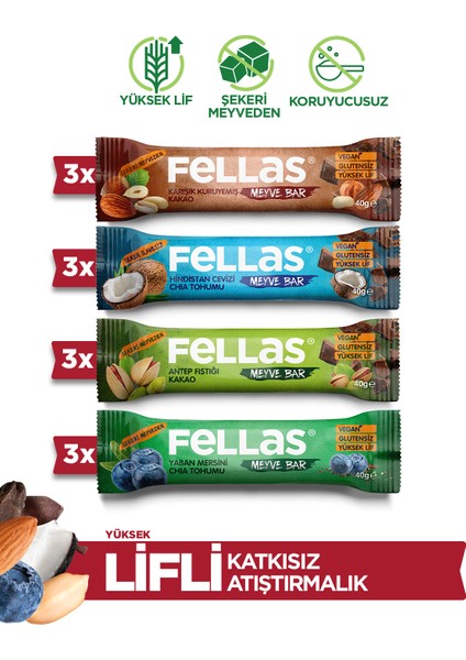 Meyveli Bar Karma Kutu 40 gr x 12 Adet (4 Çeşit)