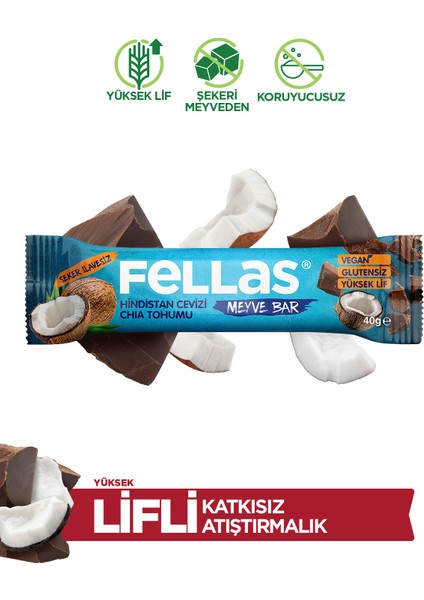 Meyve Bar - Hindistan Cevizi ve Chia 40 gr x 12 Adet