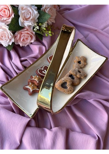 Dream Gold Dikdörtgen Servis Tabağı 2 Bölmeli 31CM