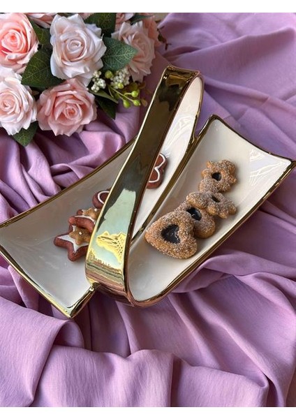 Dream Gold Dikdörtgen Servis Tabağı 2 Bölmeli 31CM modelleri