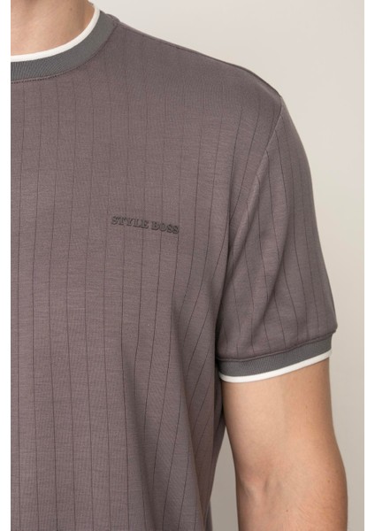 Kül Regular Fit Bisiklet Yaka Erkek T-Shirt E1015 modelleri