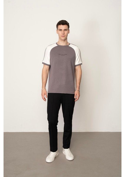 Kül Regular Fit Bisiklet Yaka Çift Renkli Erkek T-Shirt E1010 fırsatları
