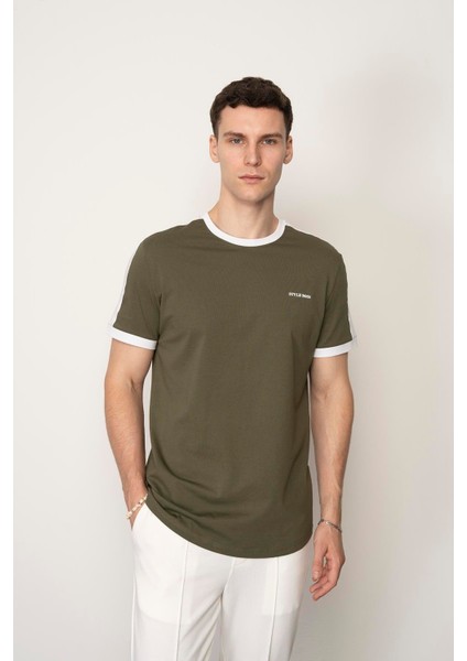 Haki Regular Fit Bisiklet Yaka Erkek T-Shirt E1024