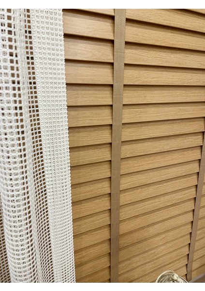 Meşe Rengi %100 Orijinal Ahşap Jaluzi Perde 50 mm Ofis Modern ve Tüm Mekanlar Için