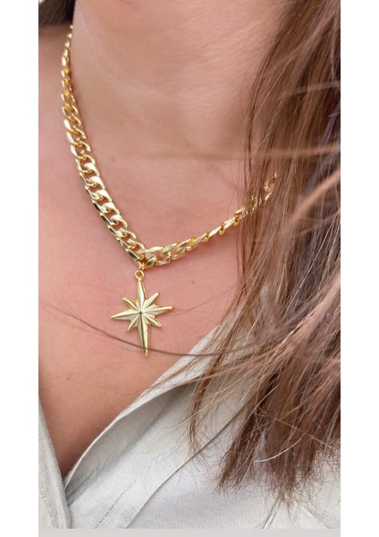 Gurmet Kutup Yıldızı Model Gold Renkli Kolye