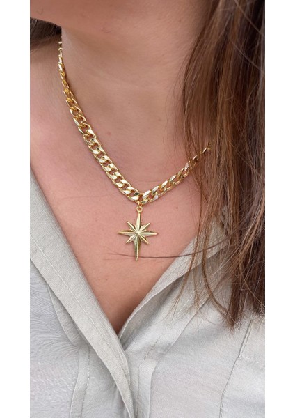 Gurmet Kutup Yıldızı Model Gold Renkli Kolye modelleri