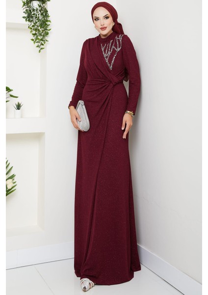 Eylül Tesettür Abiye Bordo